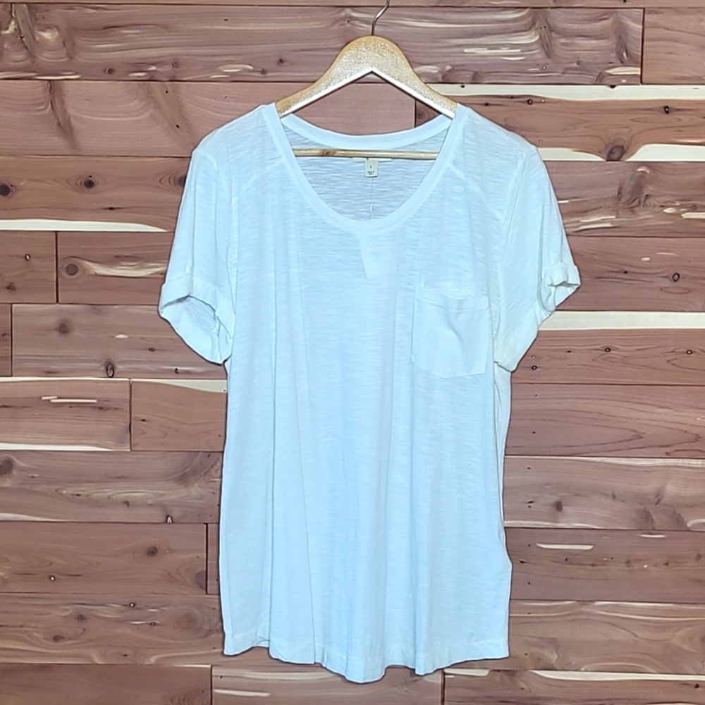 Style & Co Short-Sleeve Top, Size L, White